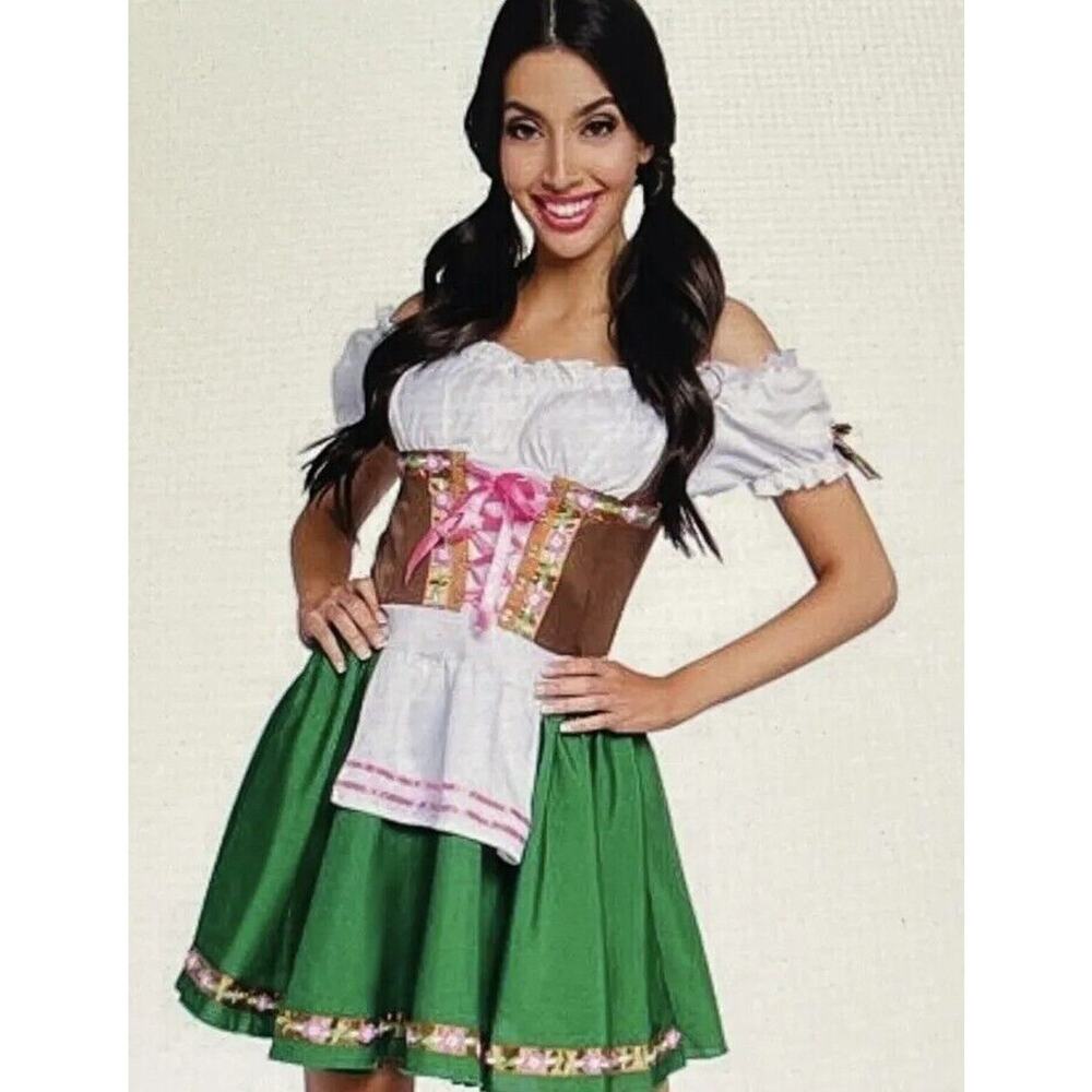 Women’s Oktoberfest Wonderland Costume Green White Size Medium New